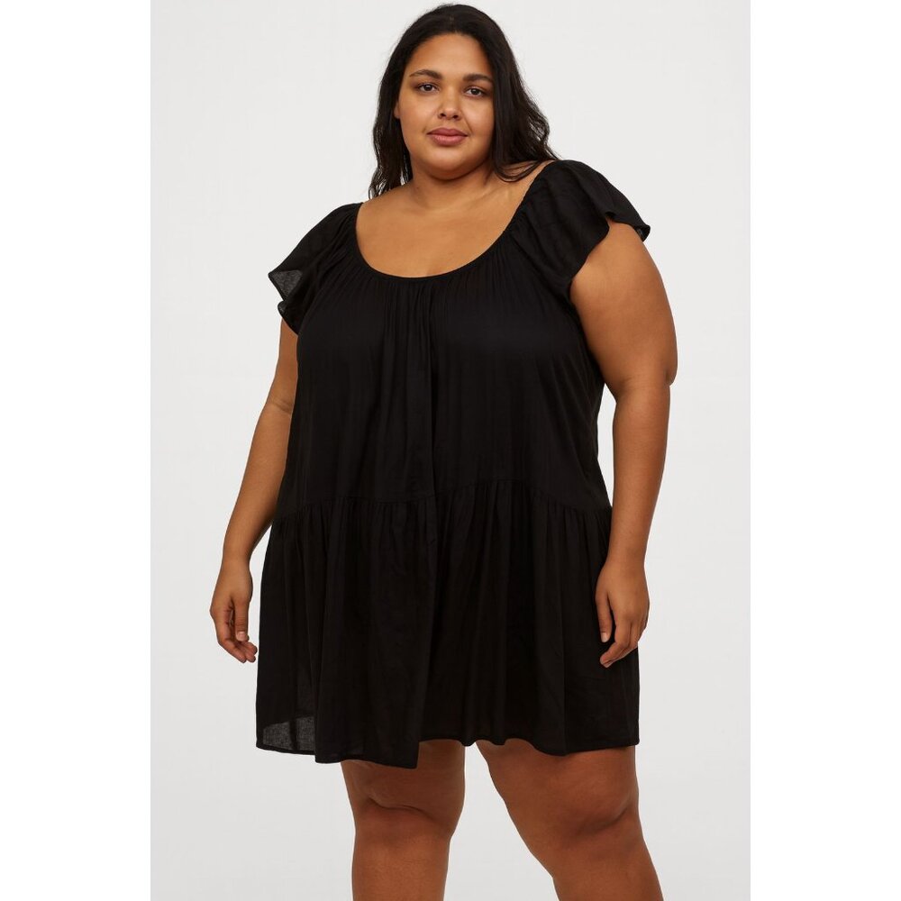NWT Plus Size Black Swim Coverup NWT 3X Ruffle Flowy Beach Resort Vacation